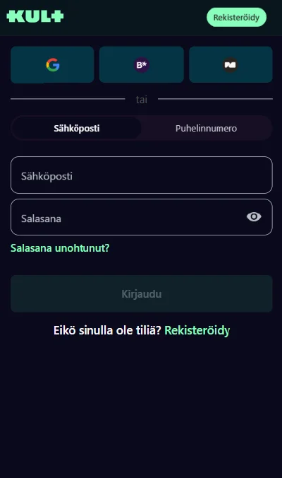 Kult Casino rekisteröityminen ja kirjautuminen